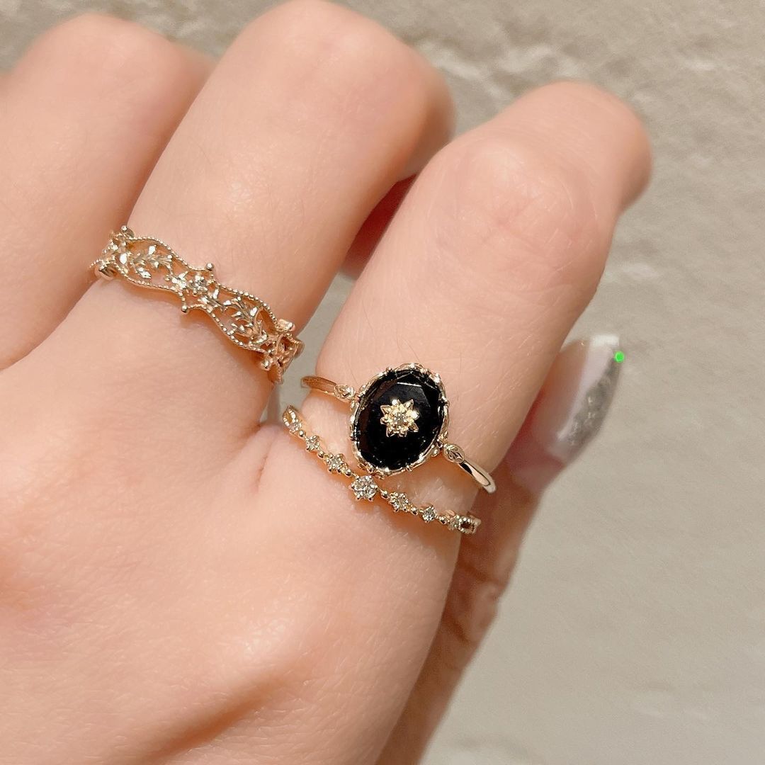 Natural Black Agate Ring
