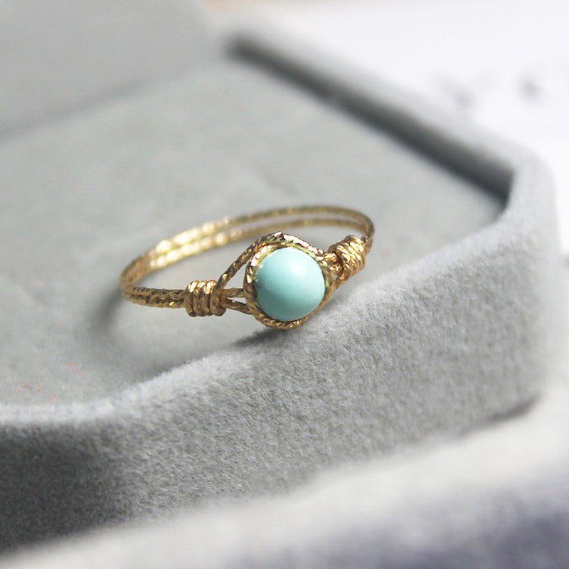 Natural Turquoise Wire Wrapped Ring