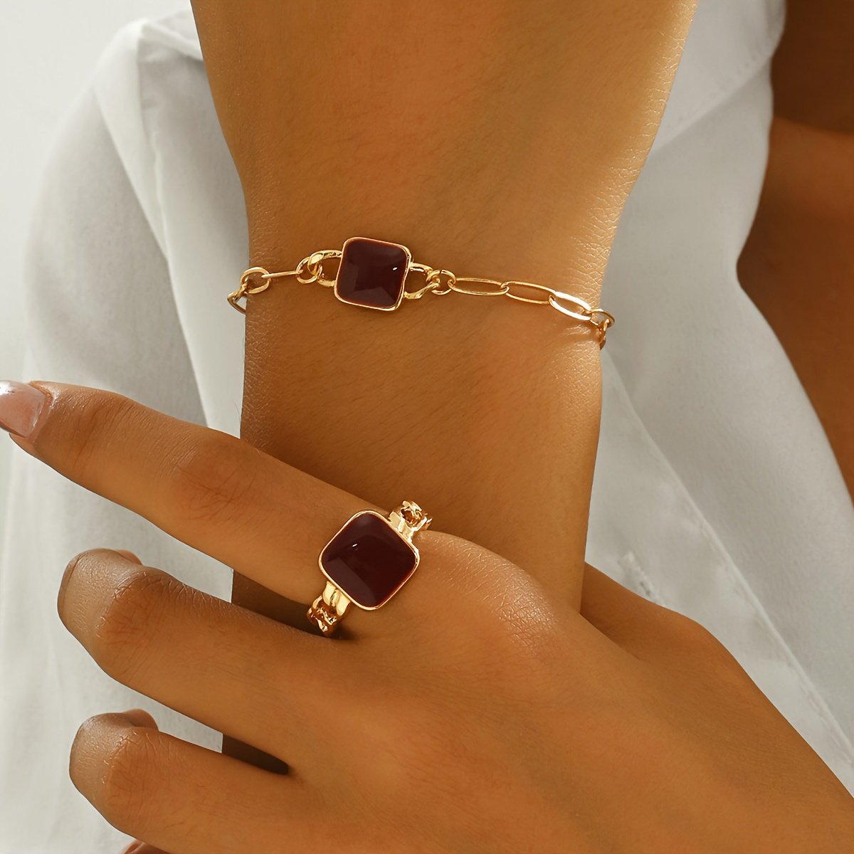 Agate Bracelet And Ring Set