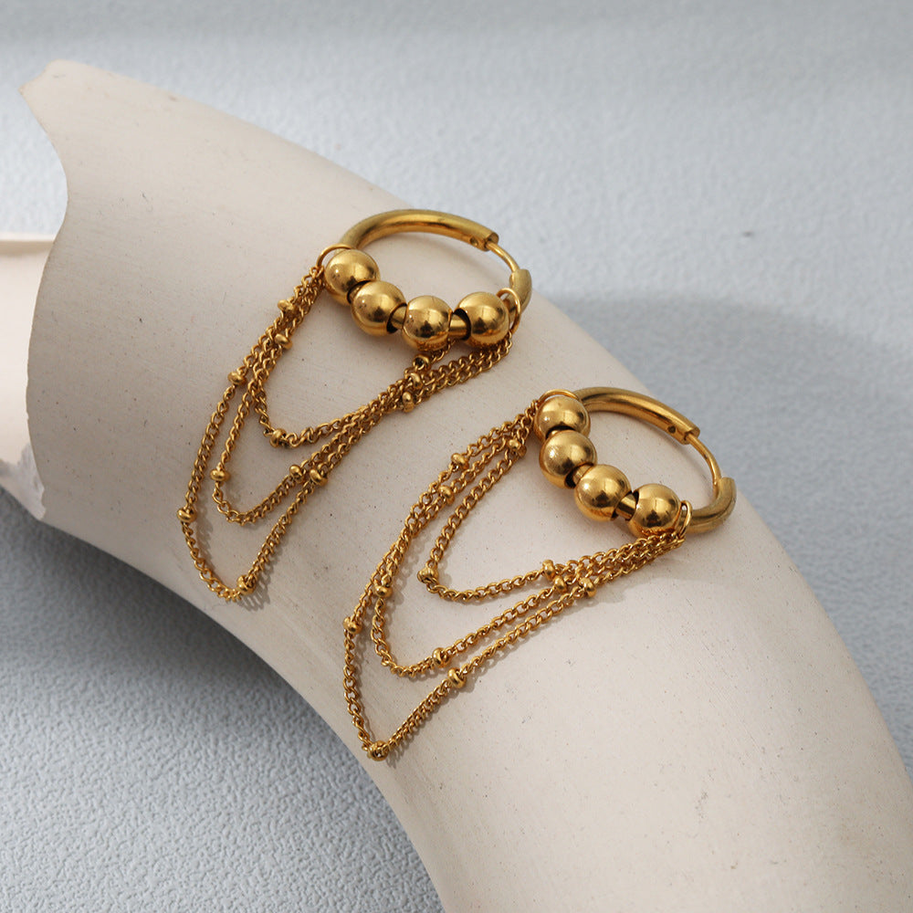 Furnace Gold Plating Tassel Earrings
