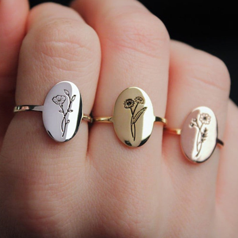 Gold Zodiac Flower Ring