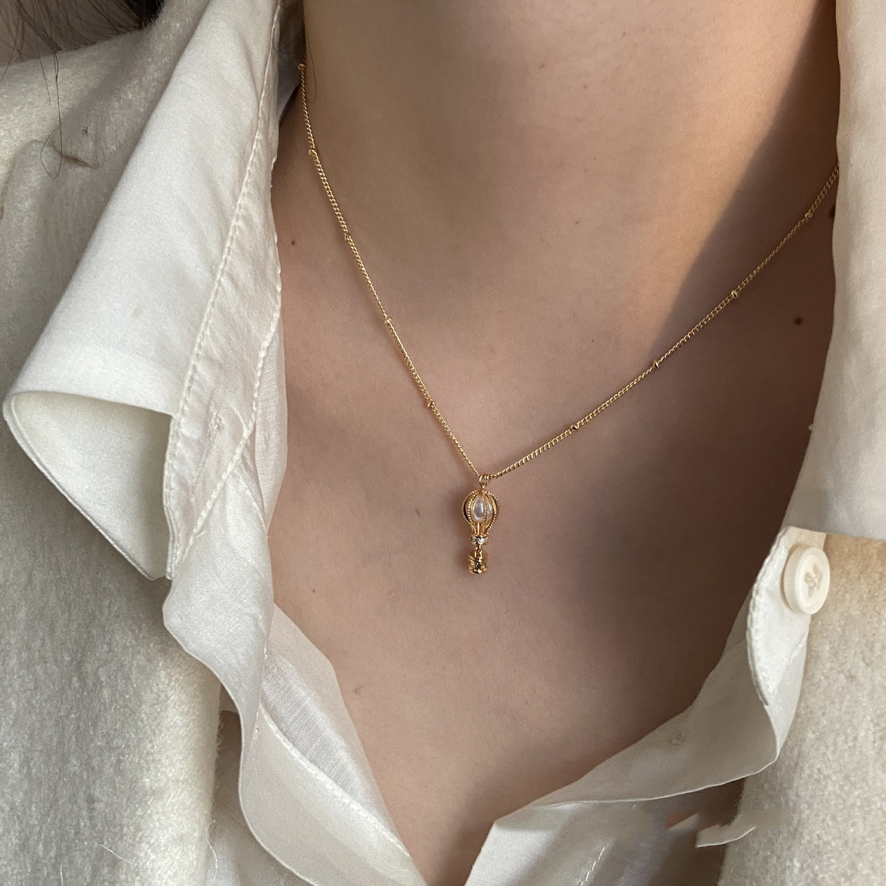 Gold Hot Air Balloon Necklace