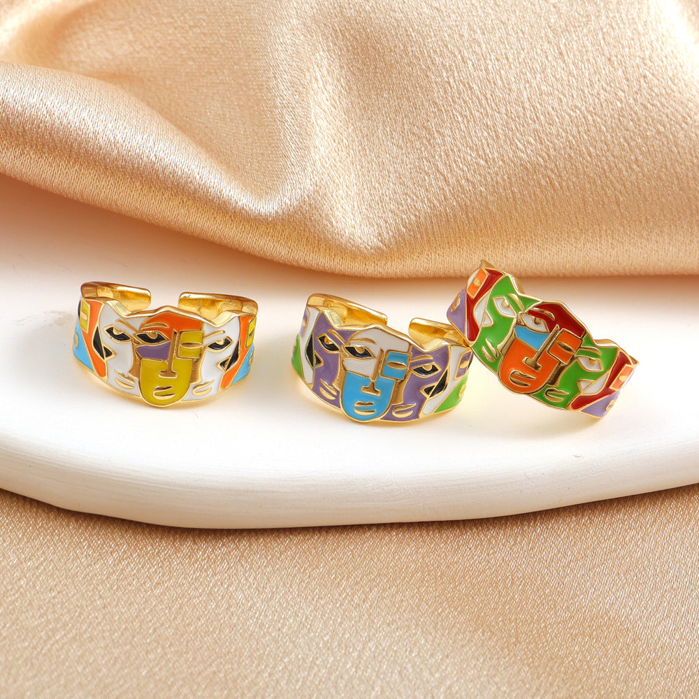 Adjustable Abstract Art Ring