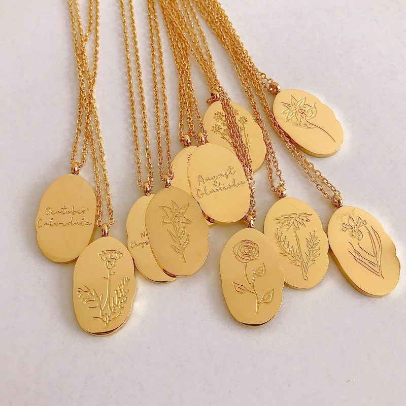 Gold Flower Birth Month Necklace