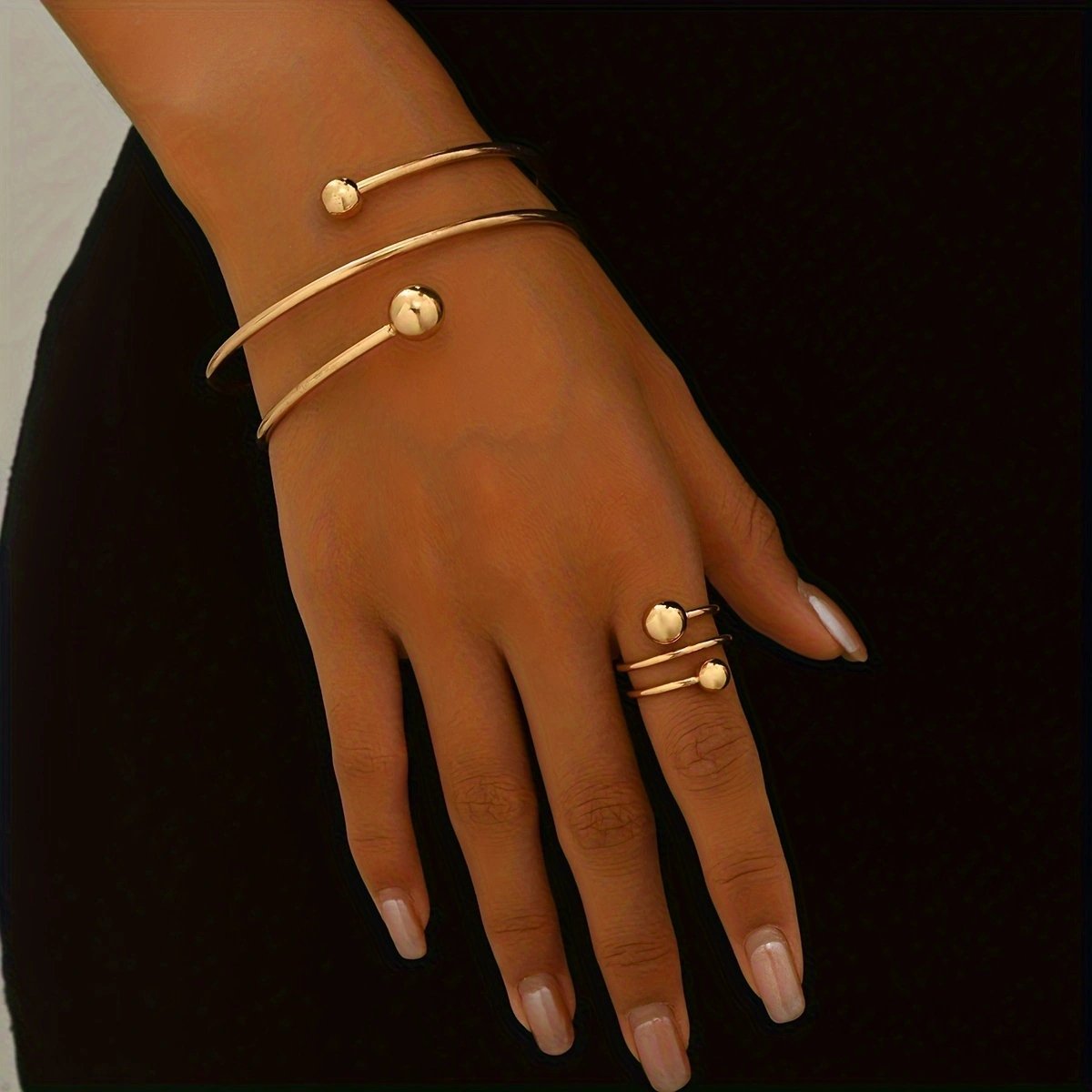 Spring Minimalist Bangle And Ring Set