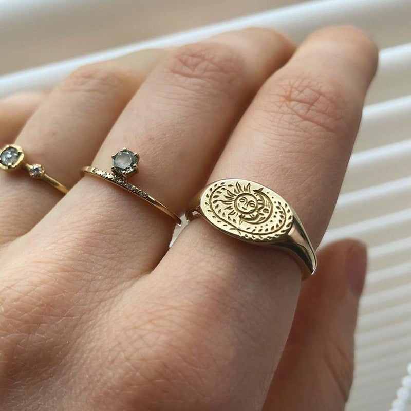 Sun And Moon Signet Ring