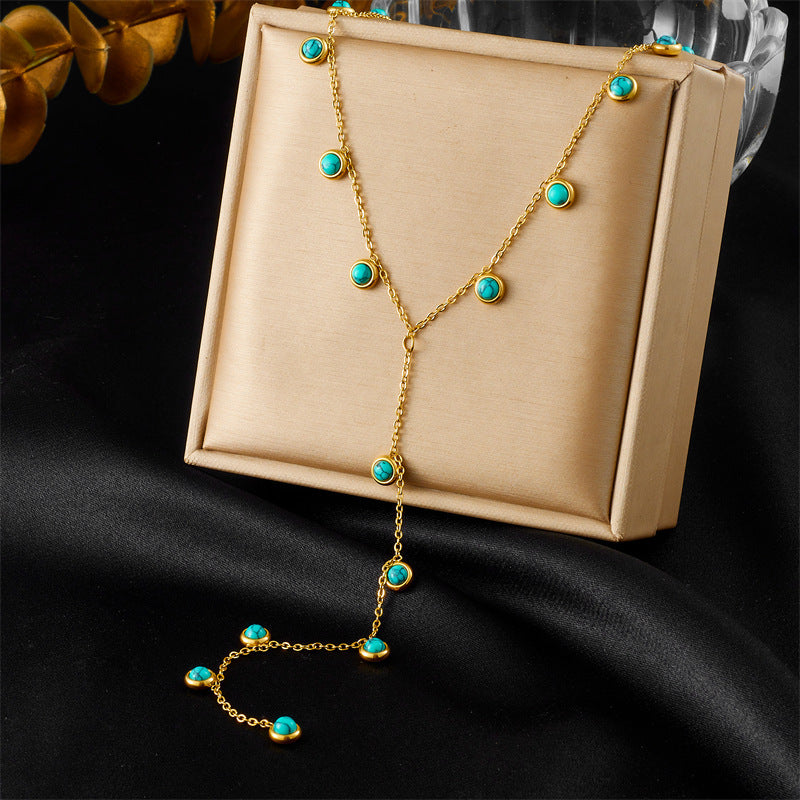 Gold Turquoise Tassel Necklace