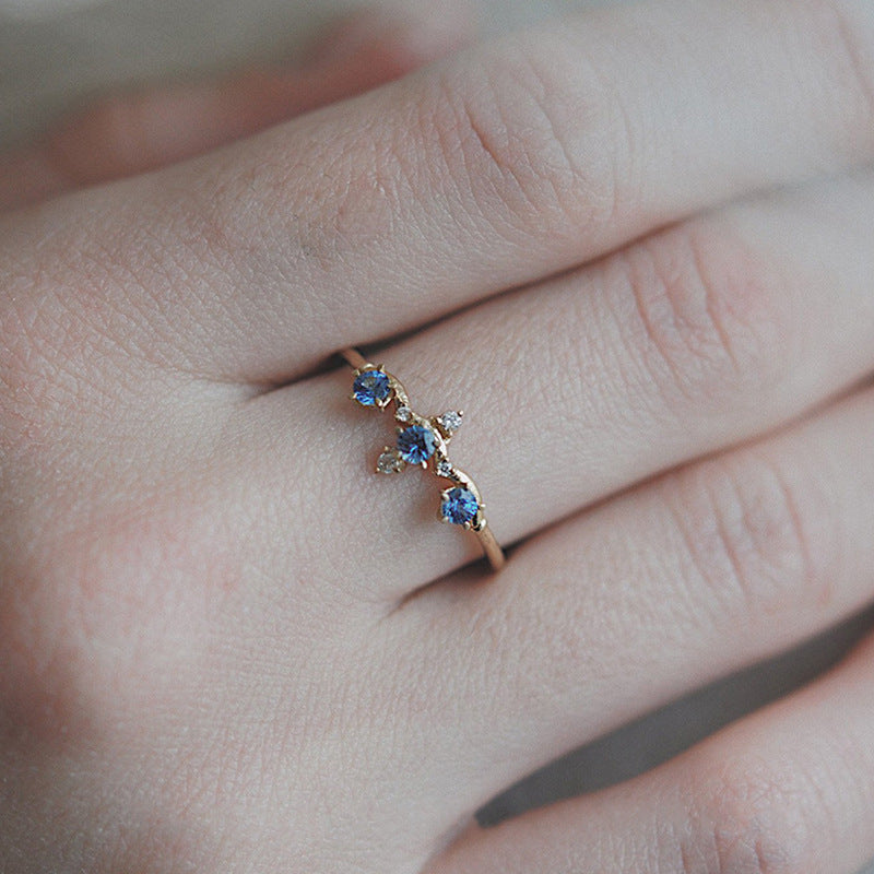 Vintage Blue Crown Ring