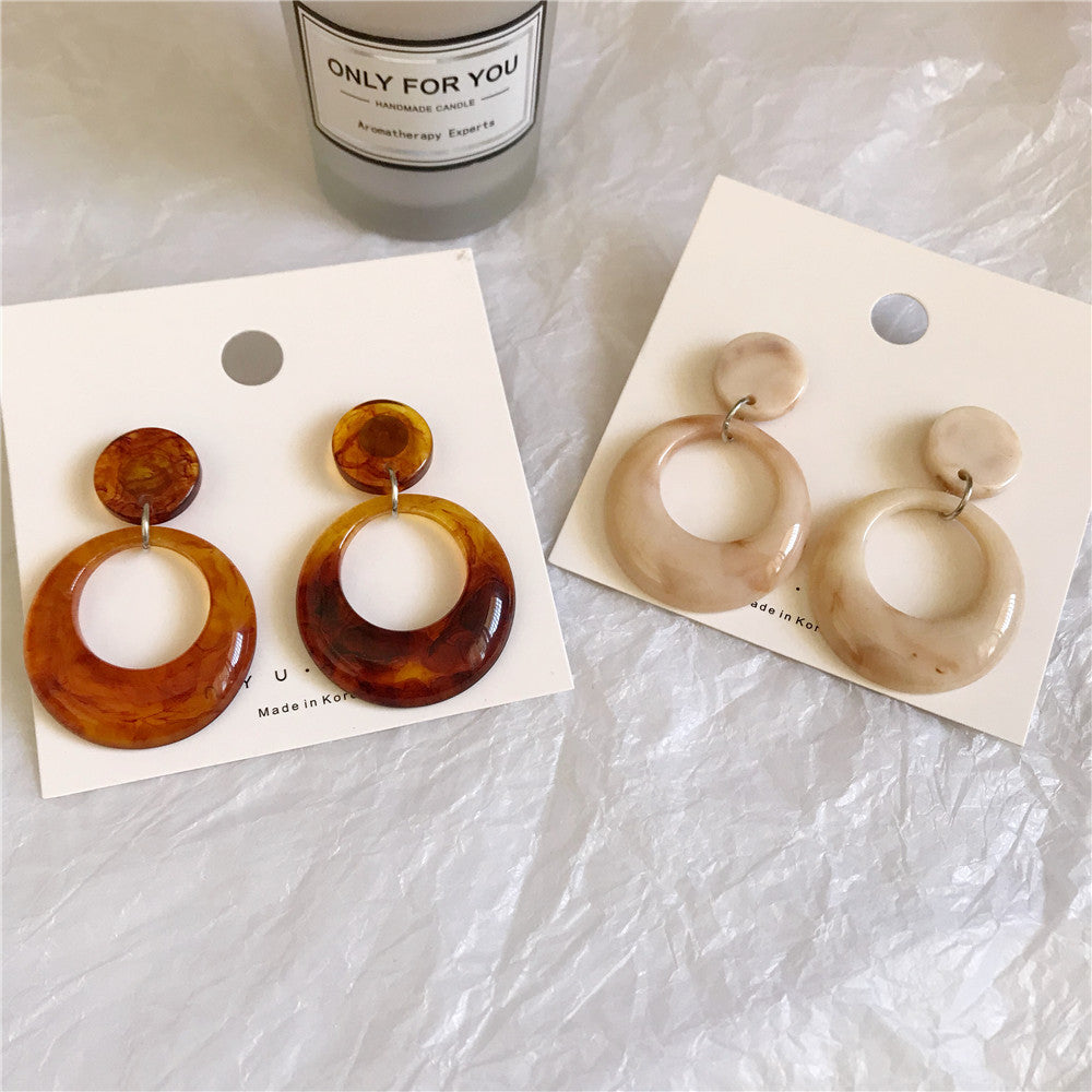 Niche Retro Amber Brown Resin Earrings