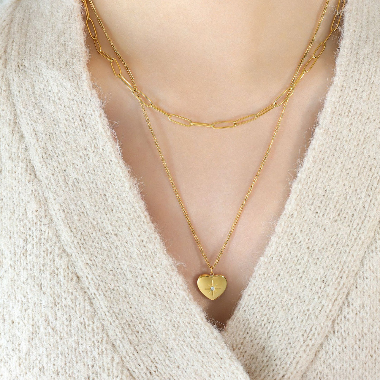 Gold Heart Pendant Necklace
