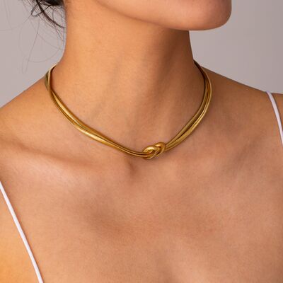 Knot Herringbone Choker Necklace