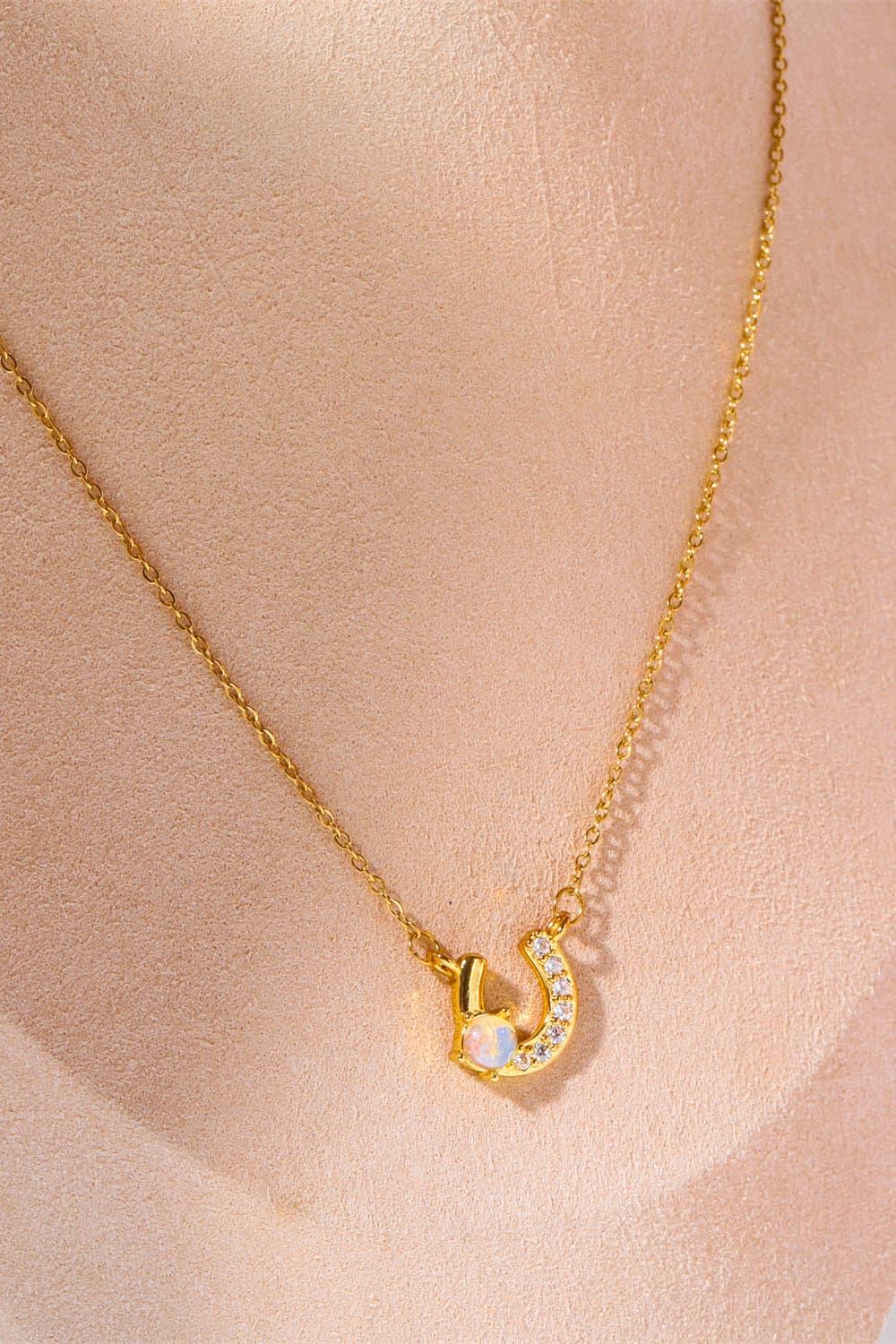 Horseshoe Shape Gold Plated Pendant Necklace