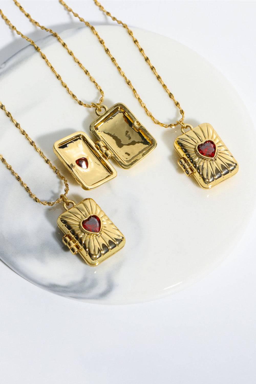 Gold Heart Keepsake Pendant Copper Necklace