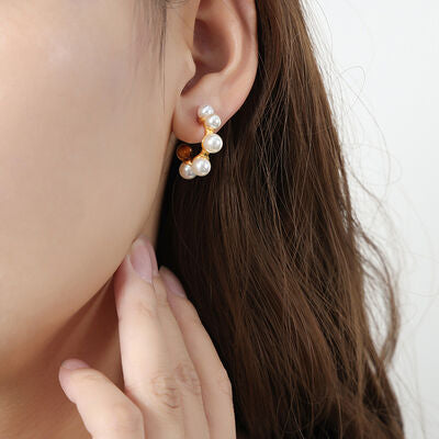 Synthetic Pearl Gold-Plated Earrings